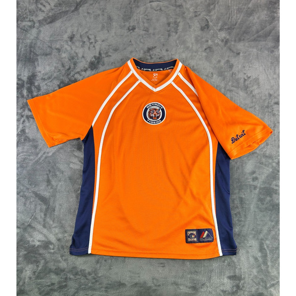 Vintage Detroit Tigers Majestic Cooperstown Orange Mesh Jersey Shirt Men's Large - Picture 1 of 10